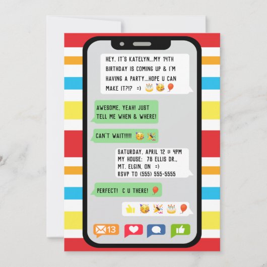 Einladung zur Geburtstagspartei gesimst, Party für (Vorderseite)