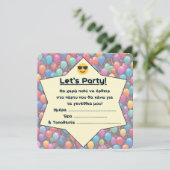 Einladung zur Geburtstagspartei (Griechisch) (Stehend Vorderseite)