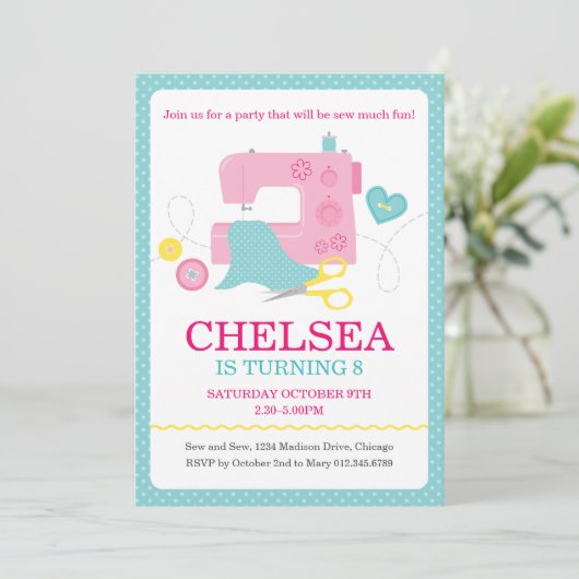 Einladung zur Geburtstagspartei nähen (Stehend Vorderseite)