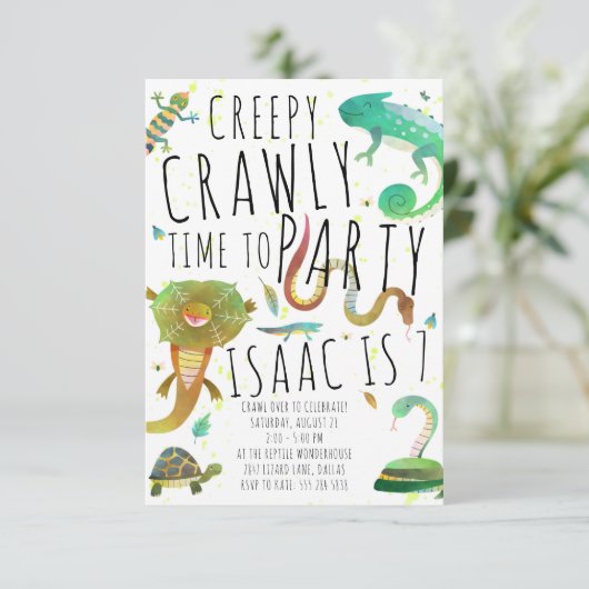 Einladung zur Geburtstagspartei Reptile (Stehend Vorderseite)
