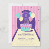 Einladung zur Geburtstagspartei Retro (Vorderseite)