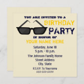 Einladung zur Geburtstagspartei - Schwarze Sonnenb (Vorne/Hinten)