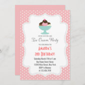 Einladung zur Geburtstagspartei von Eis (Rosa) (Vorne/Hinten)