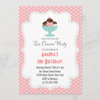 Einladung zur Geburtstagspartei von Eis (Rosa)