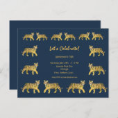 Einladung zur Geburtstagspartei von Tiger Postkarte (Vorne/Hinten)