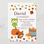 Einladung zur Geburtstagspartei von Waldbewohnern (Vorne/Hinten)