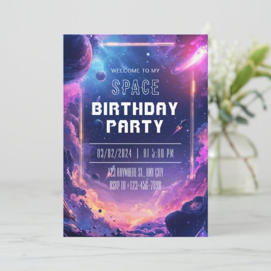 Einladung zur Geburtstagsparty (Stehend Vorderseite)