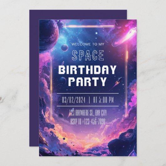 Einladung zur Geburtstagsparty (Vorne/Hinten)