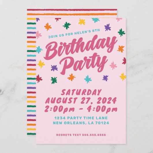 Einladung zur Geburtstagsparty (Vorne/Hinten)