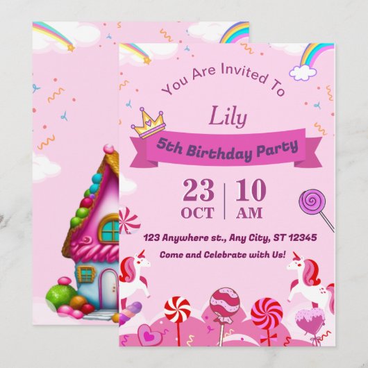 Einladung zur Geburtstagsparty (Vorne/Hinten)