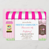 Einladung zur Geburtstagsparty Candy Land (Vorne/Hinten)