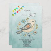 Einladung zur Geburtstagsparty der kleinen grünen  (Vorne/Hinten)