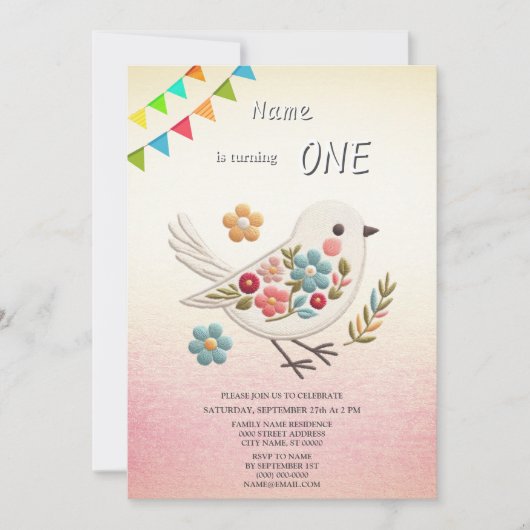 Einladung zur Geburtstagsparty der kleinen weißen (Vorderseite)