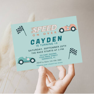 Einladung zur Geburtstagsparty der Speed Race Card