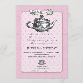 Einladung zur Geburtstagsparty der Tea Time - Rosa