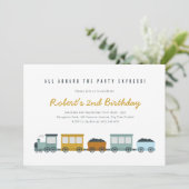 Einladung zur Geburtstagsparty der Vintagen Dampfb (Stehend Vorderseite)