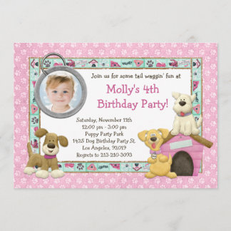 Einladung zur Geburtstagsparty des Welpenhundes