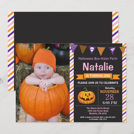 Einladung zur Geburtstagsparty Halloween (Vorne/Hinten)