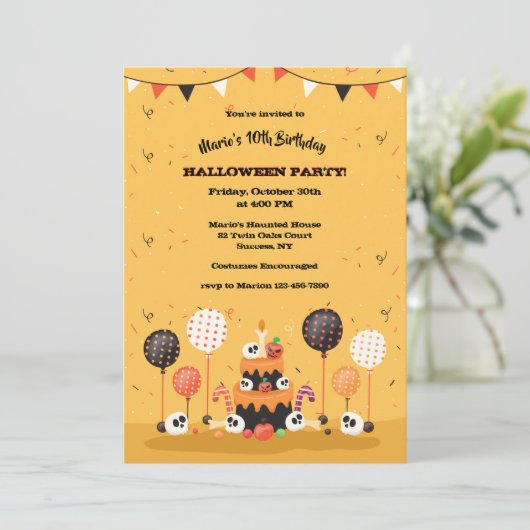 Einladung zur Geburtstagsparty Halloween (Stehend Vorderseite)