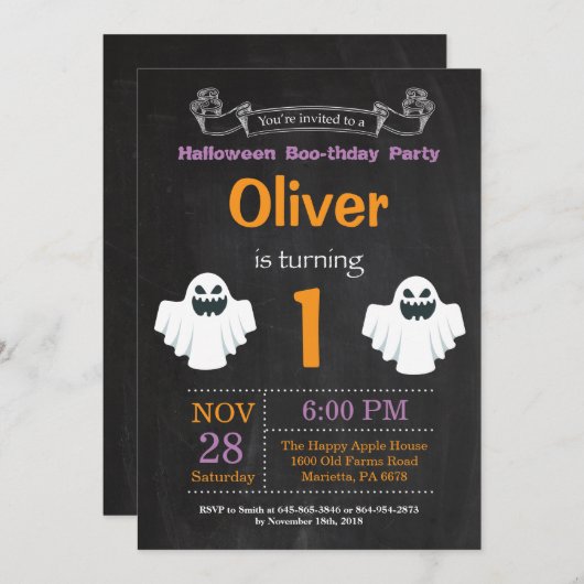 Einladung zur Geburtstagsparty Halloween (Vorne/Hinten)