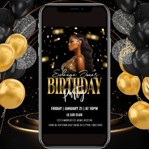 Einladung zur Geburtstagsparty in Black and Gold