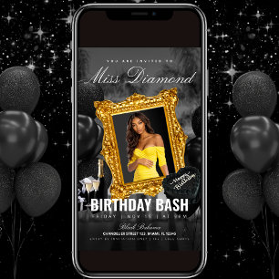 Einladung zur Geburtstagsparty in Black and Gold