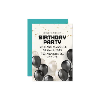 Einladung zur Geburtstagsparty in Schwarz und Weiß