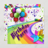 Einladung zur Geburtstagsparty, Kinder, helle Farb (Vorne/Hinten)