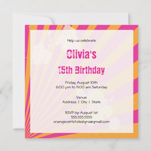 Einladung zur Geburtstagsparty| Mädchen (Rückseite)