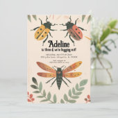 Einladung zur Geburtstagsparty niedlich Bug Insect (Stehend Vorderseite)