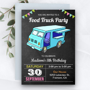 Einladung zur Geburtstagsparty niedlich Food Truck