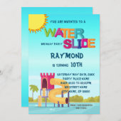 Einladung zur Geburtstagsparty Waterslide (Vorne/Hinten)