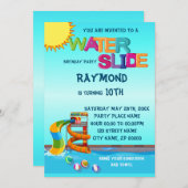 Einladung zur Geburtstagsparty Waterslide (Vorne/Hinten)