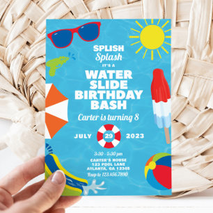Einladung zur Geburtstagsparty Waterslide