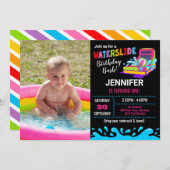 Einladung zur Geburtstagsparty Waterslide (Vorne/Hinten)