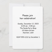 Einladung zur Geburtstagsparty, zweiseitig, Panda  (Rückseite)