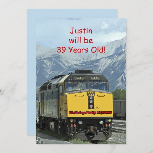 Einladung zur Geburtstagsparty, zweiseitiger, gelb (Vorne/Hinten)