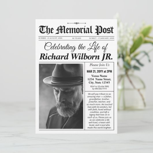 Einladung zur Gedenkfeier (Stehend Vorderseite)