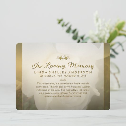 Einladung zur Gedenkstätte der weißen Golden Rose (Stehend Vorderseite)