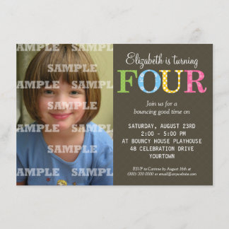 Einladung zur Gemusterten 4 Geburtstagspartei