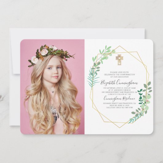 Einladung zur geometrischen Foliage Cross Confirma (Vorderseite)