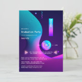 Einladung zur geometrischen Glow Graduation Party (Stehend Vorderseite)