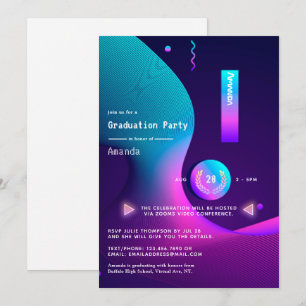 Einladung zur geometrischen Glow Graduation Party
