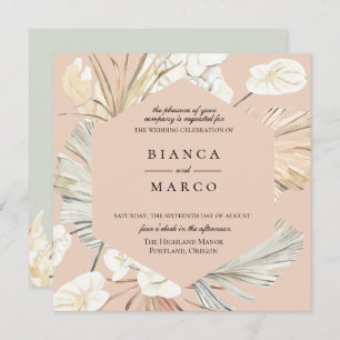 Einladung zur geometrischen Jungle-Rahmen-Hochzeit