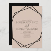 Einladung zur geometrischen Schwarz-Weiß-Hochzeit (Vorne/Hinten)