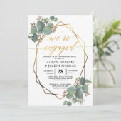 Einladung zur geometrischen Verlobung Eukalyptus (Stehend Vorderseite)