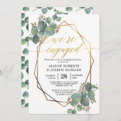 Einladung zur geometrischen Verlobung Eukalyptus (Vorne/Hinten)