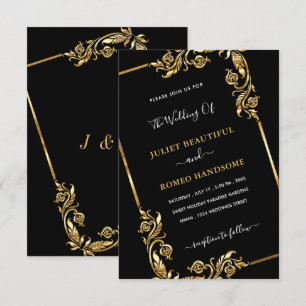 Einladung zur Gerahmten Hochzeit in Schwarz und Go