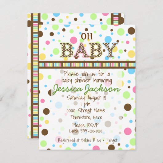 Einladung zur geschlechtsneutralen Babydusche (Vorne/Hinten)