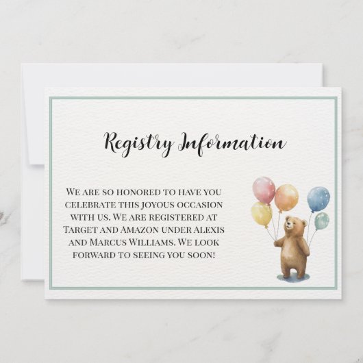 Einladung zur geschlechtsneutralen Babydusche (Rückseite)